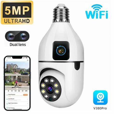V380 Pro Dual Lens E27 Bulb Wi-Fi Camera